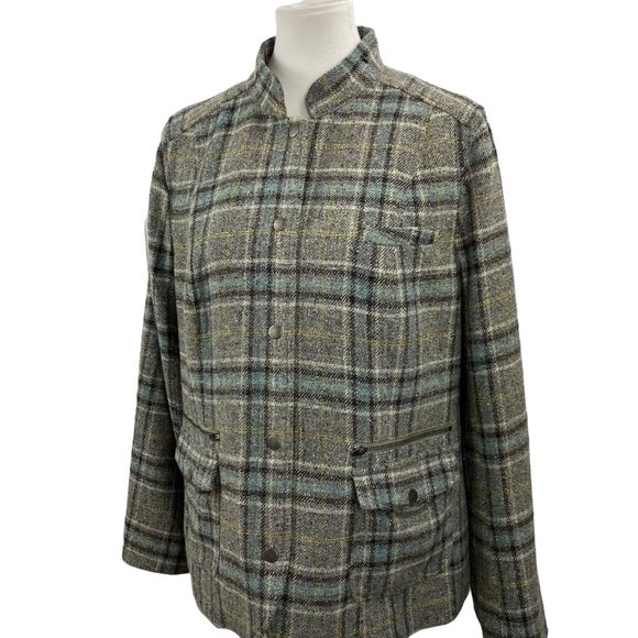 Vintage LL Bean Jacket Plaid Checkered Wool 90s Y2K Equestrian Women Size Large - Picture 3 of 12